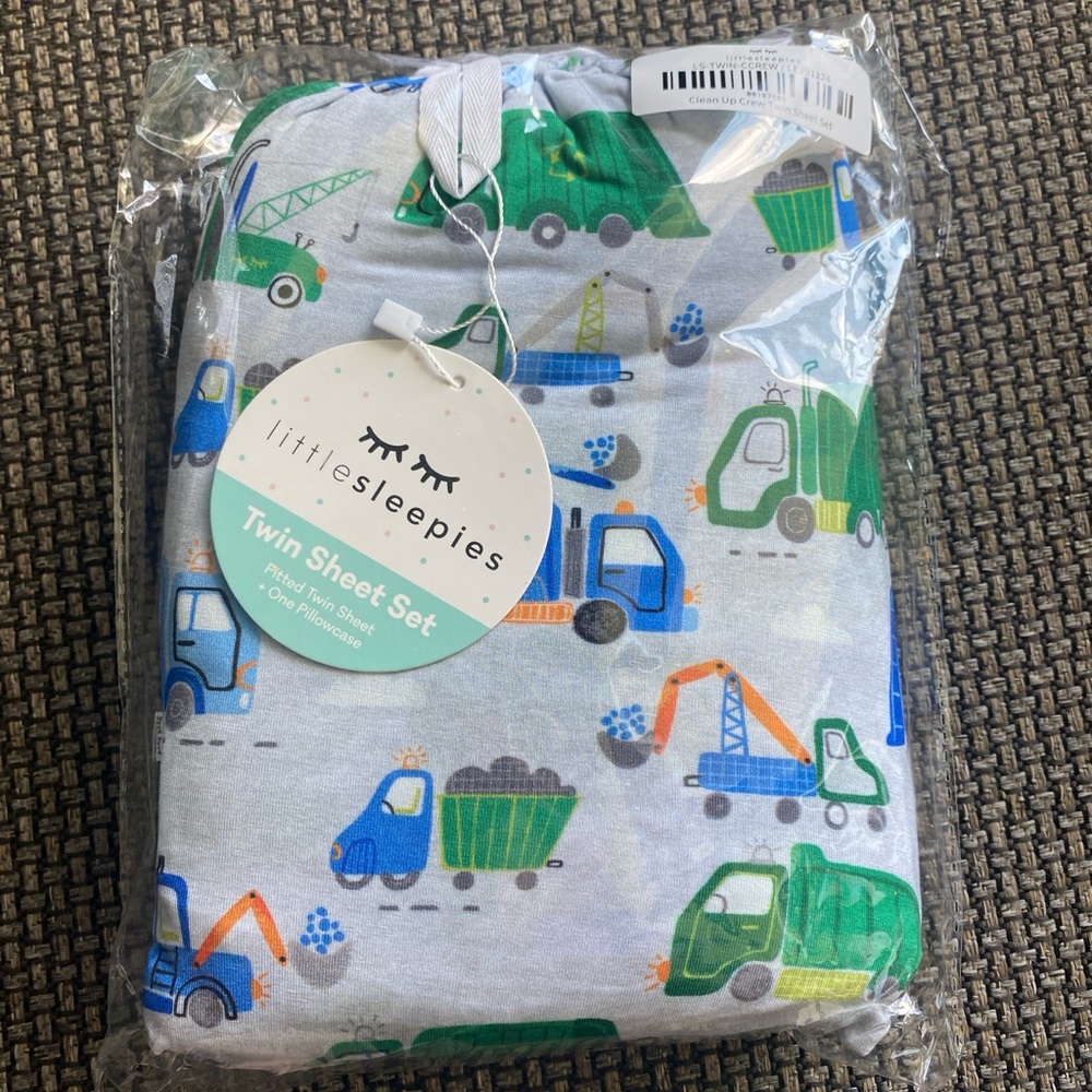 NIB Little Sleepies Twin Sheet Set Clean Up Crew